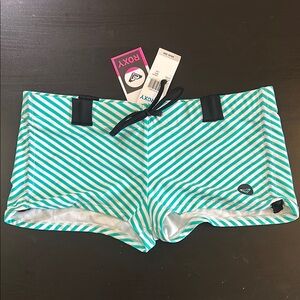 New with tags Roxy Green and White Striped Swim Shorts Large